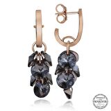 Swarovski Crystal Taşlı Lucky Life 925 Ayar Gumuss  Salkım Sallantılı Çivili Kadın Küpe