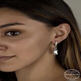 Swarovski Crystal Taşlı Lucky Life 925 Ayar Gumuss  Beyaz Baget Sallantılı Kadın Küpe