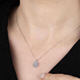 Swarovski Taşlı Lucky Life 925 Ayar Gumuss  Tektaş Bayan Kolye