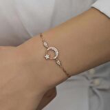 Lucky Life 925 Ayar Gumuss  Rose Ay Yıldız Kadın Bileklik