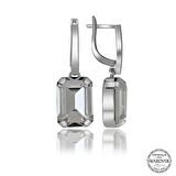 Swarovski Crystal Taşlı Lucky Life 925 Ayar Gumuss  Beyaz Baget Sallantılı Kadın Küpe