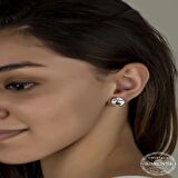 Swarovski Crystal Taşlı Lucky Life 925 Ayar Gumuss   Çivili Kadın Küpe