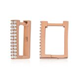 Lucky Life 925 Ayar Gumuss  Beyaz Taşlı Kare Küpe