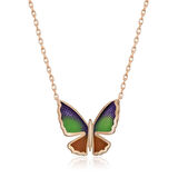 Lucky Life 925 Ayar Gumuss  Rose Minimal Kelebek Kadın Kolye