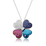 Lucky Life 925 Ayar Gumuss  Dört Yapraklı Yonca Kolye