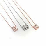 Lucky Life 925 Ayar Gumuss  Rose 3 Boyutlu Nazarlı Harf Bayan Kolye