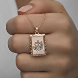 Lucky Life 925 Ayar Gumuss  Rose Allah Yazılı Kadın Kolye