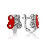 Lucky Life 925 Ayar Gumuss  Taşlı Kırmızı Kelebek Küpe
