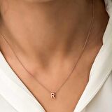 Lucky Life 925 Ayar Gumuss  Rose 3 Boyutlu R Harf Bayan Kolye