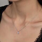 Swarovski Taşlı Lucky Life 925 Ayar Gumuss  Damla Tektaş Bayan Kolye