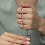 Lucky Life 925 Ayar Gumuss  Rose Oval Taşlı Kadın Bileklik