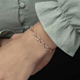 Lucky Life 925 Ayar Gumuss  Rose Oval Taşlı Kadın Bileklik