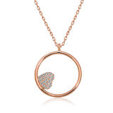 Lucky Life 925 Ayar Gumuss  Rose Kalp Detaylı Halka Kolye