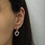 Lucky Life 925 Ayar Gumuss  Halka Kalp Kadın Küpe