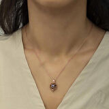 Lucky Life 925 Ayar Gumuss  Rose Kafesli Lotus Bayan Kolye