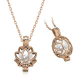 Lucky Life 925 Ayar Gumuss Rose Beyaz İnci Kafesli Lotus Kadın Kolye