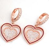 ​Lucky Life 925 Ayar Gumuss Rose Sallantılı Kalp Kadın Küpe