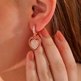 ​Lucky Life 925 Ayar Gumuss Rose Sallantılı Kalp Kadın Küpe