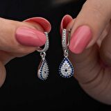 Lucky Life 925 Ayar Gumuss Sallantılı Damla Nazar Kadın Küpe