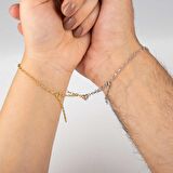 Lucky Life 925 Ayar Gumuss Rodyum Gold Çift Kalpli Aşk Bileklik