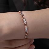 Lucky Life 925 Ayar Gumuss Rose Baget Taşlı Kadın Bileklik