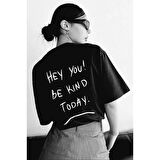 Lucky Life Unisex Baskılı Oversize T-Shirt - Siyah