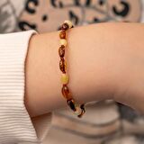 Lucky Life 925 Ayar Gumuss Bebek Damla Kehribar Bileklik