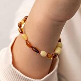 Lucky Life 925 Ayar Gumuss Bebek Damla Kehribar Bileklik