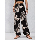 Lucky Life Yüksek Bel Bağcıklı Yaprak Desenli Süprem Pantolon