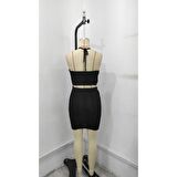 Lucky Life Kadın Kolsuz Mini Erer Crop Ikili Triko Takım