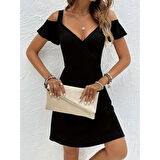 Lucky Life Kadın Askılı Derin V Yakalı Viskon Elbise