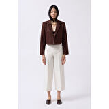 Lucky Life Kadın Crop Keten Blazer Ceket