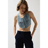 Lucky Life Denim Cepli Yelek