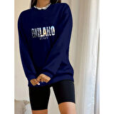 Lucky Life Kadın Uzun Kollu Bisiklet Yaka Desenli Viskon Iki Iplik Bluz