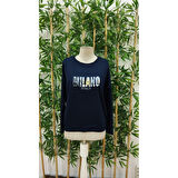 Lucky Life Kadın Uzun Kollu Bisiklet Yaka Desenli Viskon Iki Iplik Bluz