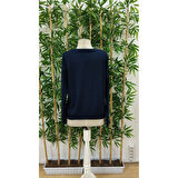 Lucky Life Kadın Uzun Kollu Bisiklet Yaka Desenli Viskon Iki Iplik Bluz