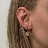 Lucky Life Gümüşş Gold Oval Taşlı Sallantılı Küpe