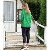 Lucky Life Kadın Yeşil Kapşonlu Etek Ucu Detay Arma Ikili Takım