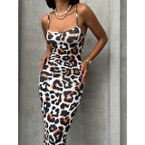 Lucky Life Kadın LEOPAR DESEN AYARLANABİLİR ASKILI SANDY ELBİSE