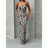 Lucky Life Kadın LEOPAR DESEN AYARLANABİLİR ASKILI SANDY ELBİSE