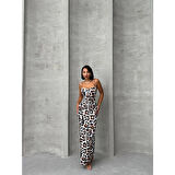 Lucky Life Kadın LEOPAR DESEN AYARLANABİLİR ASKILI SANDY ELBİSE