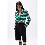 Desenli Crop Ceket