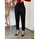 Lucky Life Kadın üste Oturan Paçası Bilek üzerinde Biten Atlas Kumaş Pantolon 36 (S) - 48 (4XL)