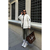 Lucky Life Kadın Oversize Kapitone Bomber Ceket 