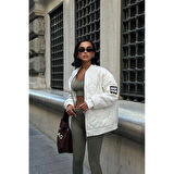 Lucky Life Kadın Oversize Kapitone Bomber Ceket 