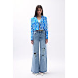 Desenli Crop Ceket
