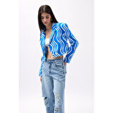 Desenli Crop Ceket