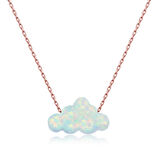 Lucky Life Gümüş Rose Beyaz Opal Taş Bulut Kadın Kolye