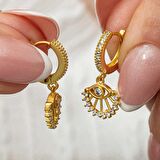 Lucky Life Gumussh Gümüş Sallantılı Gold Göz Kadın Küpe