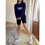 Lucky Life Kadın Uzun Kollu Bisiklet Yaka Desenli Viskon Iki Iplik Bluz